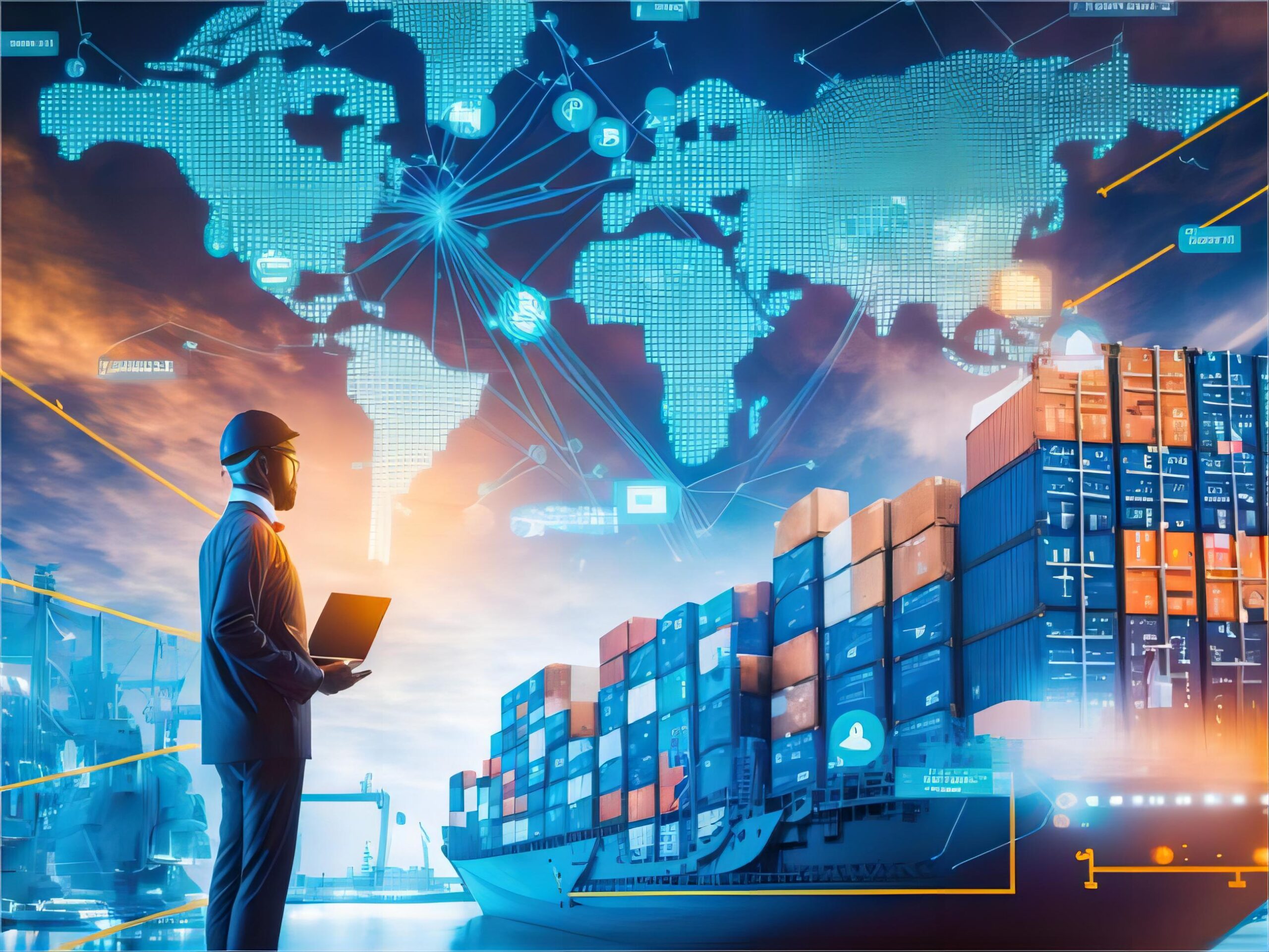 Warehouse workers managing inventory for global distribution