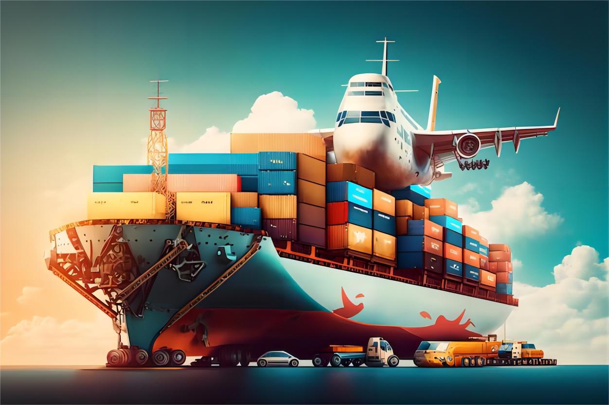 Cargo ship being loaded with containers at a busy port in Shanghai.