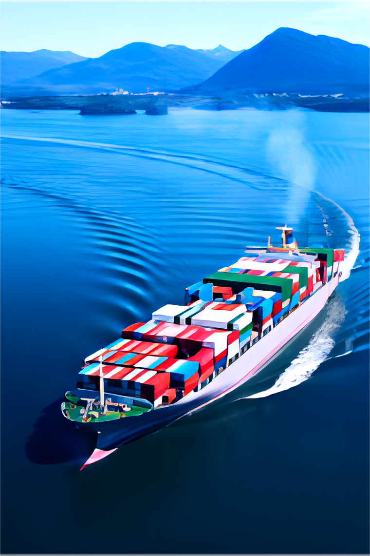 Container ship loading cargo for international Amazon FBA delivery