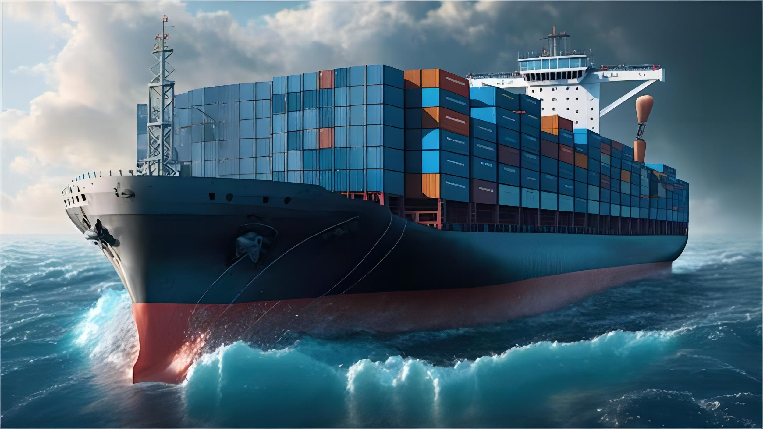 Global cargo ship transporting containers from China