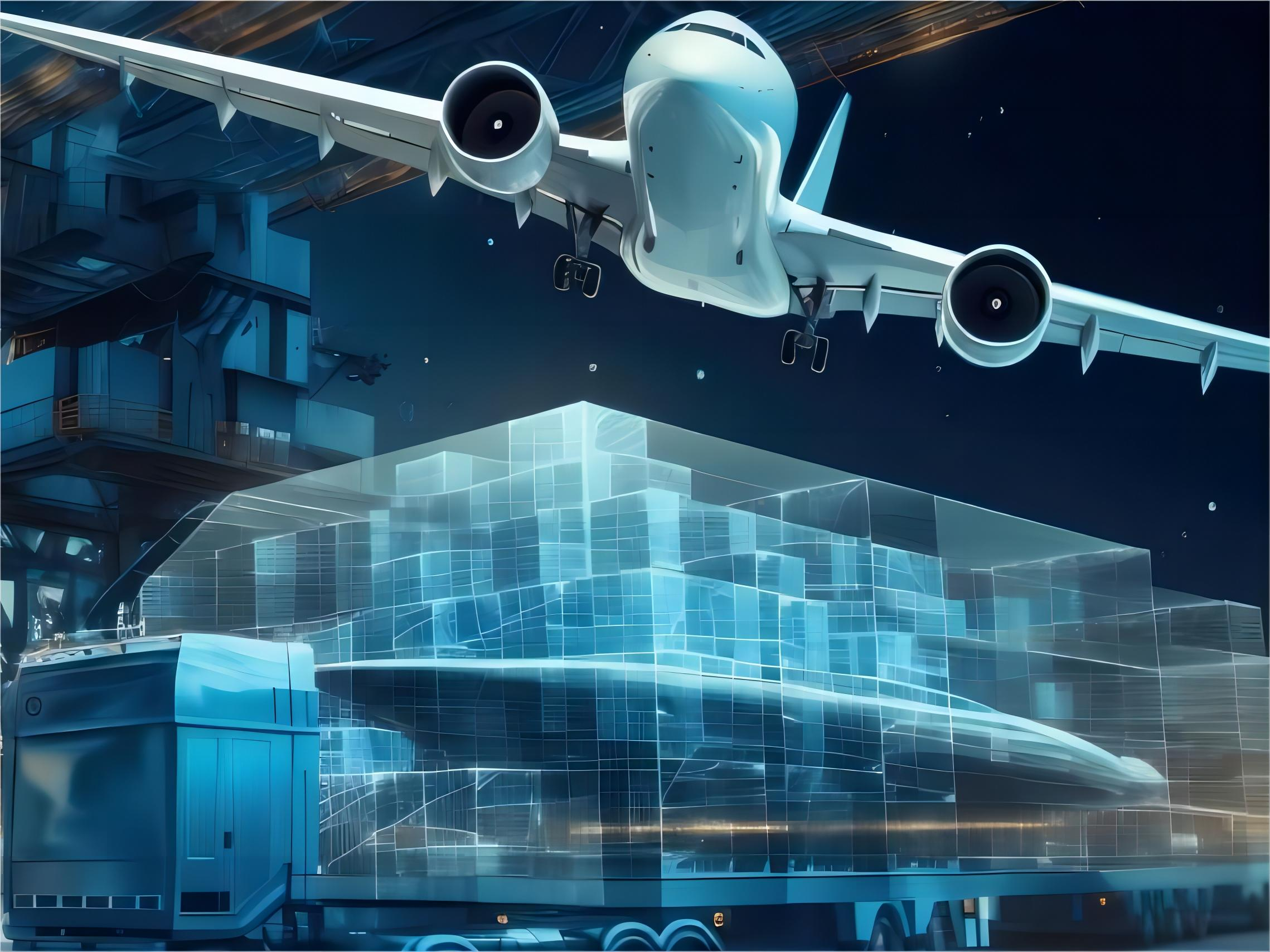 Global air freight logistics and cargo plane at sunset
