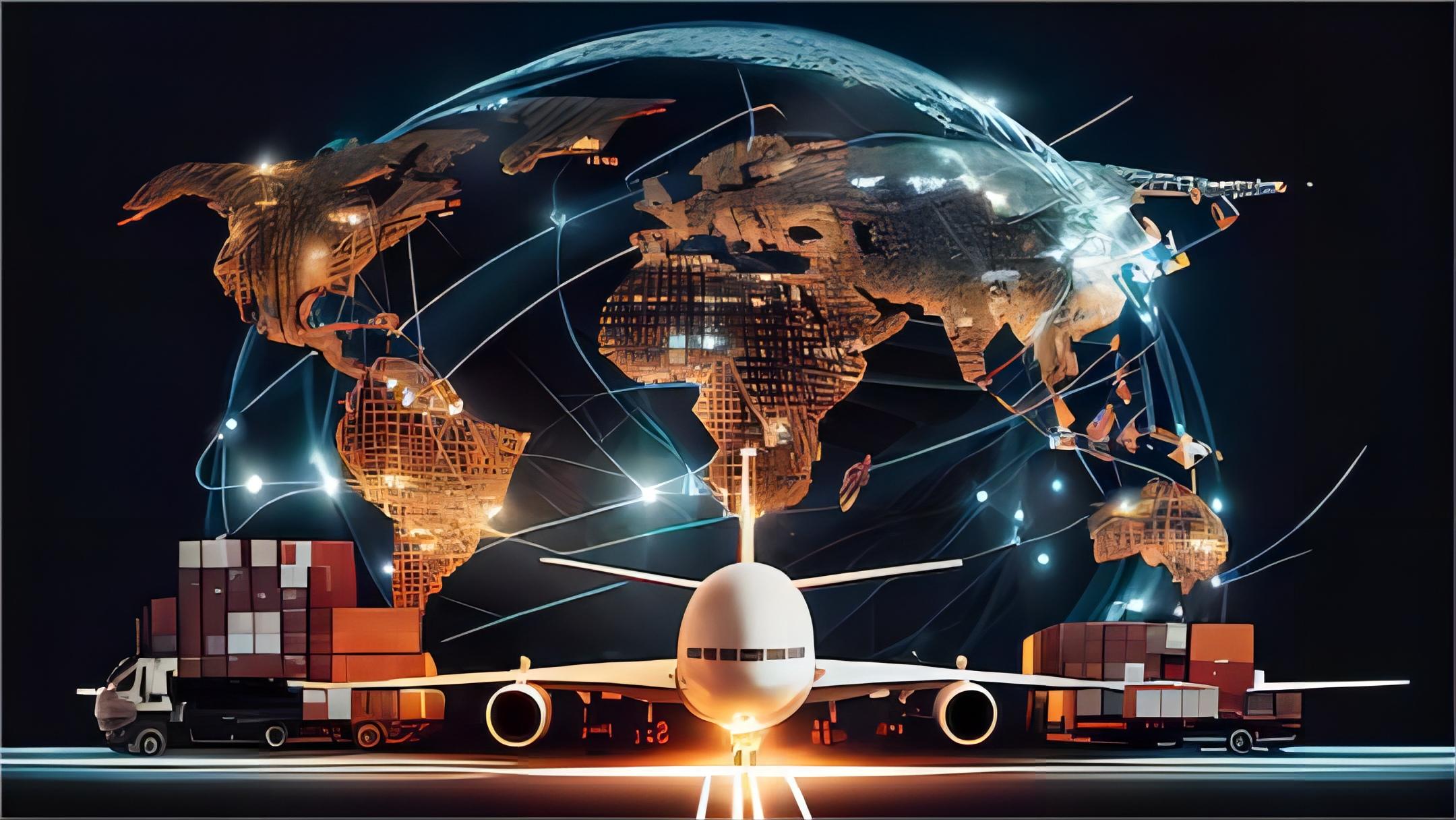 Air freight cargo plane being loaded for shipment from China to Oman
