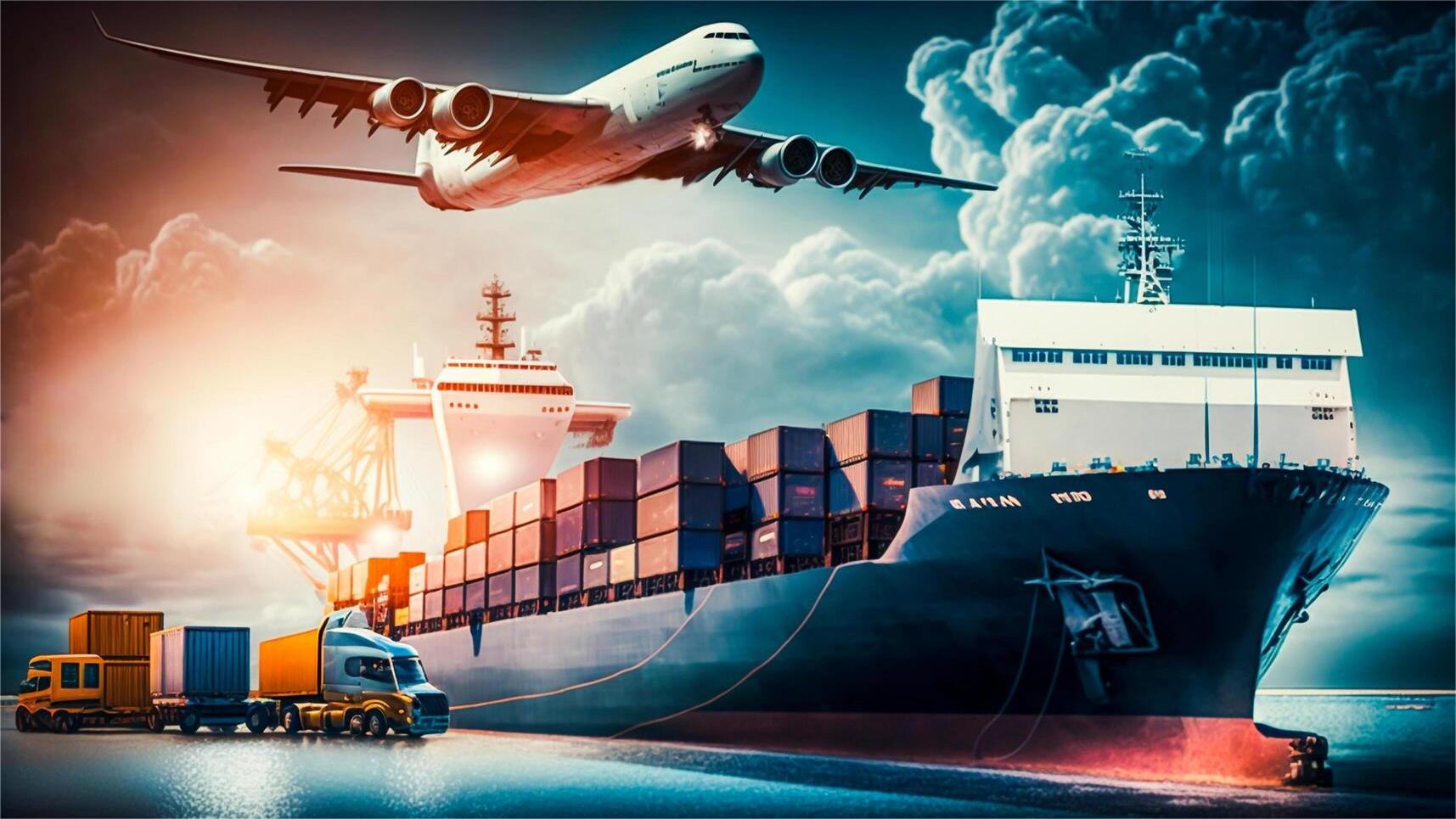 Air cargo plane being loaded with goods for delivery to Paris